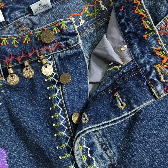 Vintage DKNY JEANS high waisted embroidery hippie - Picture 14 of 16